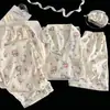 Comércio Exterior Novo Verão Algodão Nuvem Gola Lapela Cardigan Desenho Animado Fofo Manga Curta Calça Shorts Roupas de Casa Doce Conjunto