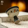 Caneca Cerâmica Pintada à Mão para Mestre de Casa com Esmalte Caramelo e Camélia Índigo, Conjunto de Chá Kung Fu, Caneca de Chá Alta, Xícara de Degustação