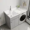 Conjunto Compañero de Gabinete de Lavandería para Balcón de Aluminio Panal con Gabinete Integrado para Lavadora y Lavabo con Tabla de Lavar