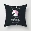 Suministro directo de fábrica funda de almohada creativa cuadrada de dibujos animados de unicornio linda funda para cojín de respaldo de sala de estar dormitorio del hogar