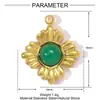 Piedra Natural Francesa Ojo de Diablo Diy Colgante de Acero de Titanio para Mujer Trébol Rosa Collar de Acero Inoxidable Colgante de Joyería