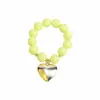 Estilo Exagerado Transfronterizo Europeo y Americano Colgante de Corazón Dorado Brillante Pulsera de Cuentas de Colores Contrastantes Collar de Cadena de Cuentas Acrílicas
