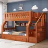 Litera, Cama Doble Pequeña, Toda de Madera Maciza, Cama Alta y Baja para Adultos y Niños, Litera para Dormitorio de Estudiantes de Secundaria