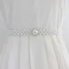 Cinturón elástico con cadena de perlas y diamantes de imitación para mujer, estilo coreano, para decorar vestidos de moda, con flores dulces.