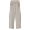 Calças Cropped de Seda Gelo de Verão para Mães de Meia-idade e Idosas Calças Elasto Cintura Calças Casuais Primavera e Outono Novas Calças Retas de Lã
