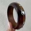 Yong Ge Accesorios Retro Europeo y Americano Tachuelas Redondas de Plata Pulsera Ancha de Madera Maciza Remache de Estrella de Cinco Puntas Poligonal Joyería de Mano al por Mayor