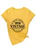 Edición Limitada 1976 Amazon Wish Sitio Independiente Casual Sencillo Camiseta de Manga Corta con Cuello en V para Mujer