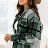 Amazon wish2022 Chaqueta de franela europea y americana casual a cuadros con hebilla manga larga camisa de lana abrigo para mujer