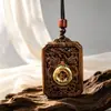 Item cultural colecionável: Pingente de Agarwood com incrustação de cinábrio, colar amuleto "Paz e Serenidade", estilo chinês