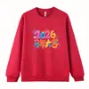 Nova Blusa de Moletom Vermelha com Gola Redonda para Homem Outono/Inverno 2026, Forrada com Lã, Blusa de Casal Ano do Zodíaco