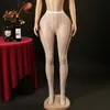 Meia-calça Fishnet Sem Costura Malha de Trama Cruzada Yue Die Renda Jacquard Sexy Listrada Verticalmente Meias Fishnet Atacado Europeu e Americano Wk77