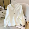 Nueva moda de otoño, suéter versátil de cuello suelto, camisa de manga larga para mujer, casual y simple