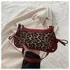 Nova Bolsa de Axila Bolsa de Ombro da Moda Bolsa Quadrada Pequena Laço Duplo Bolsa de Mão Moda Simples Estampa de Leopardo Contraste Bolsa Feminina