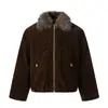Ropa Vintage 25 Invierno Nuevo Gama Alta Cuello de Piel de Águila de Montaña Chaqueta Estilo Retro Americano Cálido Estilo Viejo Dinero Abrigo de Algodón