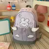 Mochila Pequeña Blanca Leche con Lunares de Durazno y Conejito para Niñas Lindas, Ligera para Vacaciones y Viajes de Estudio