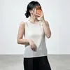 Top básico tipo camiseta Miyake, cuello redondo, color liso, simple y versátil para ir al trabajo, se puede usar como capa interior o solo, top tipo tank sin mangas plisado para mujer
