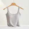 Top Regata Grande Cor Sólida Fashion e Simples com Decote Quadrado, Bojos, Algodão Canelado, Alças Finas, Sutiã Esportivo para Yoga para Mulheres