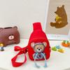Bolsa de Peito Moda Infantil Feminina Fofa Nova Bolsa Transversal Urso de Desenho Animado Moda Bolsa de Peito Simples Leve Infantil
