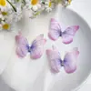 Pacote com 3 Borboletas de Tule 3D de Camada Dupla de 5cm para Acessórios de Cabelo DIY Feitos à Mão, Materiais de Decoração, Brincos de Maquiagem Facial Estilo Antigo Hanfu