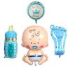 Paquete de decoración para bebé de 100 días: botella decorativa con pies, corona, globo, decoración para baby shower