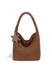 Bolsa Tote de Palha para Mulheres, Novo Estilo Vintage, Bolsa Saco de Camurça de Grande Capacidade, Bolsa de Ombro, Bolsa de Braço