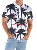 2025 Amazon Verão Masculino Casual Gola Lapela Estampado 3D Manga Curta Camisa Polo Masculina Tamanho Grande Top Havaiano