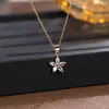 Item Mais Vendido Transfronteiriço: Colar Flor de Cinco Pétalas com Zircônia Simples e Estiloso para Mulheres, Adequado para Trabalho, Encontros, Presentes e Acessórios de Festa