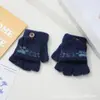 Guantes Calientes de Pollo de Dibujos Animados para Bebé Otoño e Invierno A prueba de Frío Engrosados Lindos para Niños y Niñas de Cinco Dedos Medio Dedo Tapa Abatible