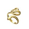 Gexiangoumei moda de venta caliente simple 18kl chapado en oro real exagerado brillante serpiente retorcida abierta anillo de acero inoxidable