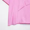 Novedad de Verano Ropa para Mujer Estilo Europeo y Americano Moda Simple Versátil Decoración de Lazo Camisa de Rayas de Manga Corta Top