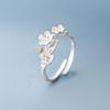 Aretes Collar Anillo de Plata Esterlina 925 para Mujer Cepillado Flor de Cerezo Fresco Elegante Aretes Coreanos Regalo de Cumpleaños para Niñas