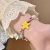 Collar de Cuerda Trenzada Oso Estrella Dopamina Color Caramelo Cadena de Clavícula Linda de Nicho Accesorios de Collar Coloridos