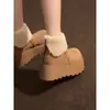 Botas de Neve Casuais Femininas Pequenas com Solado Grosso Quentes Inverno 2025 Novas Super Populares Retrô Versáteis Botas de Algodão com Forro de Lã