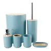 Set de Baño para Lavado de Seis Piezas Ventas Calientes Transfronterizas Soporte para Cepillos de Dientes Jabonera Escobilla de Inodoro Bote de Basura Set de Baño de 6 Piezas de Ventas Calientes