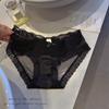 Lingerie Feminina de Renda com Cetim Sexy Semitransparente Estilo Pura Luxúria Menina Charmosa Calcinhas Francesas de Cintura Baixa que Cobrem o Quadril Venda por Atacado