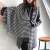 Bufanda de Tartán con Flecos y Patrón de Houndstooth para Otoño e Invierno 2026 para Mujer, Bufanda Versátil para el Cuello para Hombre, Chal de Imitación Cachemir, Mismo Estilo que Bingbing