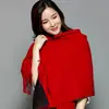 Bufanda Nueva de Cachemir Doble Cara Doble Color para Mujer de Terciopelo de Conejo Engrosada Cálida Chal Monocromático de Doble Uso Versátil Estilo Coreano Invierno con Borlas