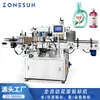 Máquina Etiquetadora Vertical Totalmente Automática ZONESUN para Botellas Redondas y Planas de Detergente, Champú, Gel de Ducha, Etiquetadora de un Solo Lado y Doble Lado