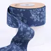 Banda de tela de mezclilla con estampado de hojas de ramo, cinta de correaje, lazo hecho a mano para DIY, accesorio para la cabeza, diadema, corbata de lazo, sombrero de paja, embalaje de flores