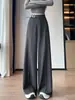 Traje Estilo Old Money Calça Larga Feminina Outono 2026 Novo Cintura Alta Cobre o Quadril Casual Reta Comprimento Total Petite