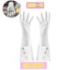 Guantes para el hogar antideslizantes de goma estampada al por mayor guantes engrosados para lavar platos guantes transparentes blancos de una sola capa limpios impermeables