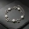 Collar de Estrella Hueca de Cinco Puntas Perla Gótico Oscuro Gargantilla con Forma de Estrella Collar Corto