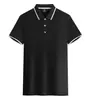 Nueva polo de manga corta de algodón peinado de 210 g con doble ribete y cuello de contraste, adecuada para uniformes corporativos, ropa de trabajo para equipos y estampado de logotipos
