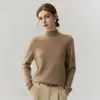 Novo Suéter de Caxemira Meia-Gola Outono Inverno Feminino Solto para Usar por Baixo Pulôver Manga Raglã Camada Base de Tricô Quente