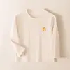 Nueva camiseta básica suave de algodón para niños de otoño e invierno, tops de color liso para niños, ropa de otoño para niñas, ropa para el hogar, cuello redondo, Clase A