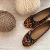 Primeiro Encontro Temporada Uso Diário Sapatilhas Baixas Delicadas 2026 Verão Laço Sapatos Baixos Estampa de Leopardo Sapatos Únicos