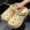 Novos acessórios de sapato DIY de verão, sapatos perfurados de sola grossa, sandálias versáteis antiderrapantes de EVA para casa, mulheres, que aumentam a altura, duráveis, com bico fechado