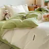 Juego de cuatro piezas de algodón puro Clase A Funda de edredón de algodón puro Ropa de cama de algodón lavado Nantong Ropa de cama de color puro Sábanas Edredón Juego de tres piezas 4