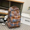 Mochila Escolar de Alto Valor Estético para Aluna do Ensino Fundamental e Médio, Bolsa para Notebook, Grande Capacidade, Mochila Xadrez Estilo Coreano, Mochila para Estudante Universitária