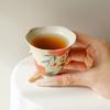 Taza de Té de Flor de Melocotón Glaseada con Caramelo, de Pie Alto, Boca de Flor, Taza de Té para el Hogar, Juego de Té Kung Fu, Taza Individual Antigua